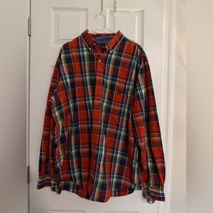 Chaps Men's Red and Blue Plaid Casual Shirt